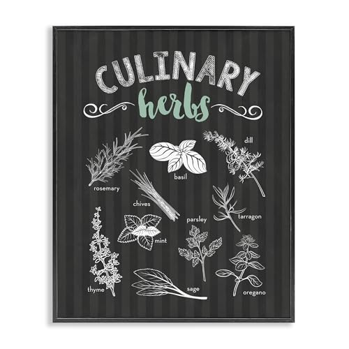 Giclée encadrée herbes culinaires Stupell Industries, cadre noir texturé premium 30x24cm