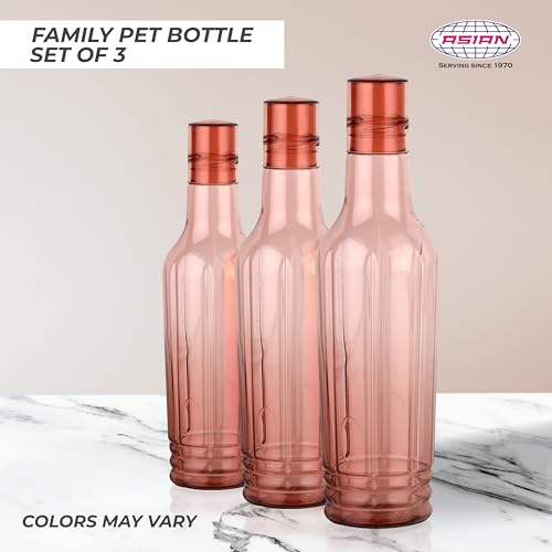 Image of ASIAN Family Home 3-Piece Fridge Water Bottle Set 1000ml Each | 3 Litre Total Capacity | Premium Leakproof, BPA-Free PET Plastic for Kitchen & Office | Daily Hydration Essential