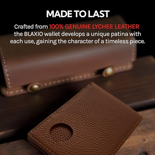 AirTag Wallet Mens Wallet with 9 Card Slots Air Tag Wallet Card Holder RFID Blocking Bifold Gifts for Men (Lychee Leather)2