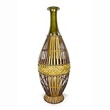 Heather Ann Creations Clayton Traditional Bamboo Vase with Woven Band, 33', Green