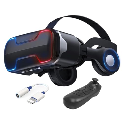 Gafas Realidad Virtual Movil con Mando, 3D VR Gafas para Película 3d Juego Immersivo, Ángulo Visión 90-100º Objetivo y Pupila Regulable, Gafas VR para 4.7-6.5 Android/iOS Smartphone, Regalos Niños (