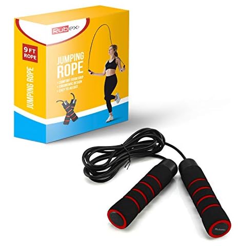 RUBEX Jump Rope with Non-Slip Memory Foam Handles - for gym workout, Crossfit, Boxing, Speed and Losing weight exercise Fitness, easy level Adjustable Skipping Rope for Men, Kids, Women - Solid PVC Cover