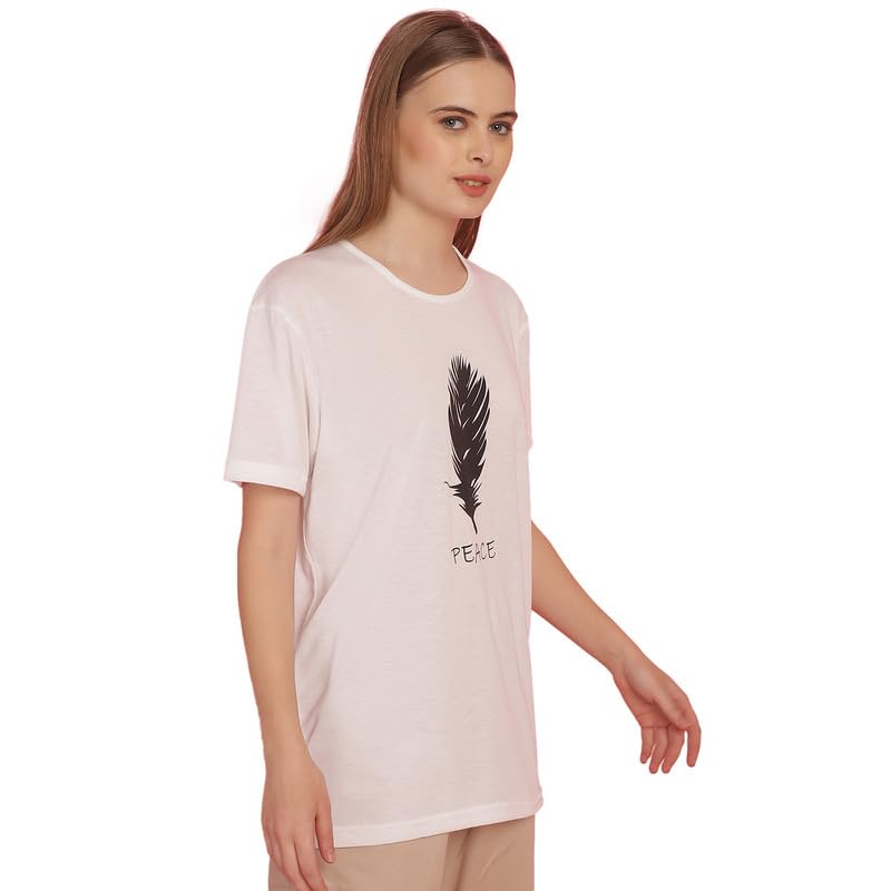 Image of Round Neck Cotton Printed Women Regular Fit Tshirt-P1950