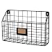 Wall35 Rivista Multipurpose Wall Mounted Farmhouse Design Basket - Wide Magazine Rack Metal Wire (Black)