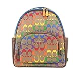 Coach Women's Court Backpack In Signature Canvas (Rainbow Signature Canvas - Khaki Multi)