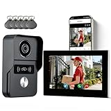 Honmidatek Video-Türsprechanlage, 2 Draht WiFi Türklingel mit 7' Farb-Touchscreen, 1080p Nachtsicht und Zwei-Wege-Audio, Gegensprechanlage mit Fernentriegelung, wifi6 2.4G/5G, KW02-IP7 Schwarz