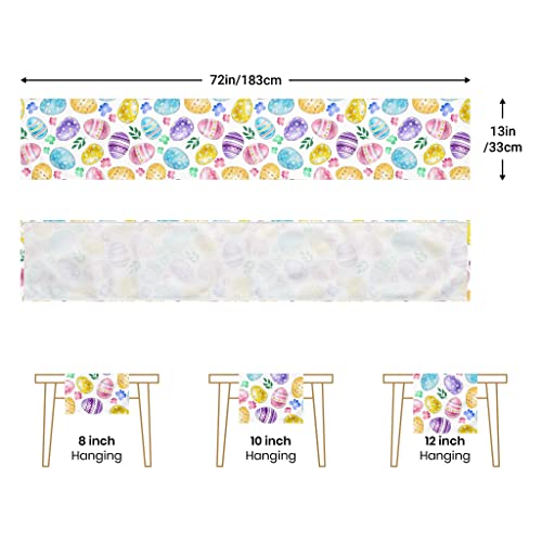 Easter Eggs Table Runner 13X72 Inch, Colorful Easter Egg Table Runner For Holiday Family Dinner, Farmhouse Indoor Or Outdoor Parties Decoration #TOP2