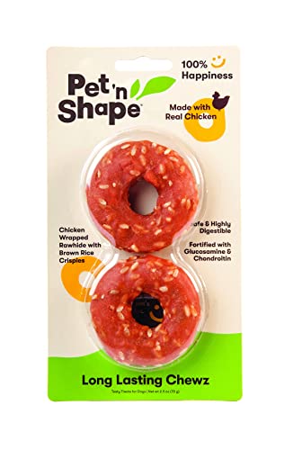 Pet 'N Shape Long Lasting Chicken Chewz - Chicken Wrapped Rawhide - All Natural Dog Treats, 2 Ring, 2.5-Inch Long (60102) #TOP16