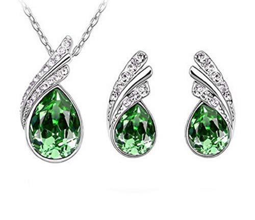 Preisvergleich Produktbild Inception Pro Infinite - Schmuckset - Halskette - Damenohrringe - Stein - Strass - Tropfen - grüne Farbe
