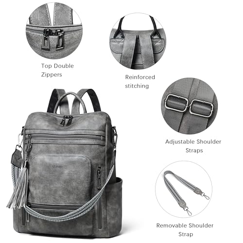 Image of Shrrie Vegan Leather Laptop Backpack for Women 15.6 inch Work Backpack Fashion Travel Backpack Purse for Travel College Work