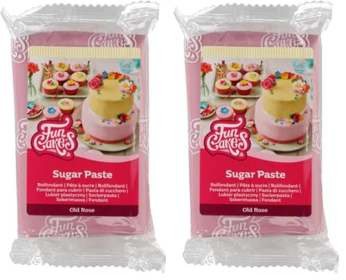 FunCakes Pasta de Azúcar Old Rose, fácil de usar, suave, flexible, blanda y maleable, perfecta para la decoración de pasteles, Halal, Kosher y sin gluten, 250 g Pack de 1 (Paquete de 2)