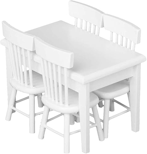 Miniatura 2 de G0lden&Mang0 Juego de 22 muebles de casa de muñecas, 112 decoración de casa de muñecas, 1 mesa de comedor de madera y 4 sillas, 1 alfombra de pavo