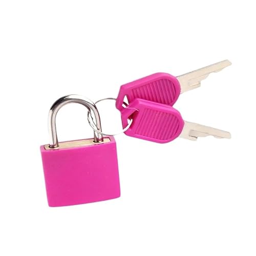 Padlock 1PC Small Mini Steel Padlock Travel Suitcase Diary Lock Luggage Security Padlocks 2 Keys(Rose Red)