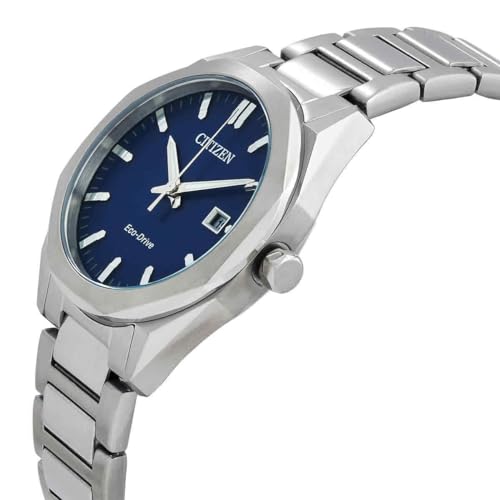 Citizen Stainless Steel Octangle Eco-Drive Blue Dial Unisex Analog Watch Bm7620-83L, Silver Band - Image 2