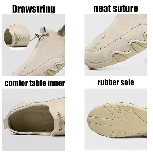Mens Casual Leather Slip-On Loafers with Elastic Band Comfortable Lightweight Round Toe Non-Slip Walking Shoes for Work Office Dress Outdoor Hiking4