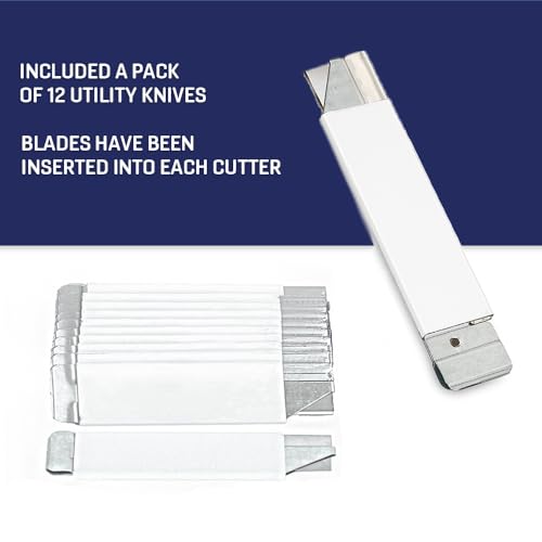Image of CANOPUS Box Cutters Retractable, Handy Cardboard Opener, Tap Open-Close, Utility Knife Set for Boxes, Packages and Papers, Full Metal Body, Box of 12