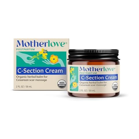 Motherlove C-Section Cream (2 oz) Organic Herbal Balm for Cesarean Scar Massage Cover