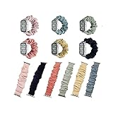 HYUNGJ 【S/M/Lサイズ】 アップルウォッチ用 series 11 10 42㎜ 46㎜ バンド シュシュ おしゃれ ベルト apple watch series 9 8 7 6 5 4 3 2 1 SE スポーツ 可愛 レディース アクセサリー 41 38 40 42 44 45 49 ㎜ band 時計ベルト 時計バンド 替えベルト (グリーン, L腕周約15㎝～42(S10-11)/38/40/41)