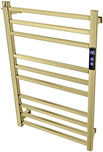 Amazon.com: TWCC Towel Warmer Rack for Bathroom with Timer/Fahrenheit Temperature  Control Wall Mounted Electric Heated 10 Bar Rail Plug-in or Hardwired Keep  Bath Shower Towel Warming (Brushed Gold) : Home u0026 Kitchen