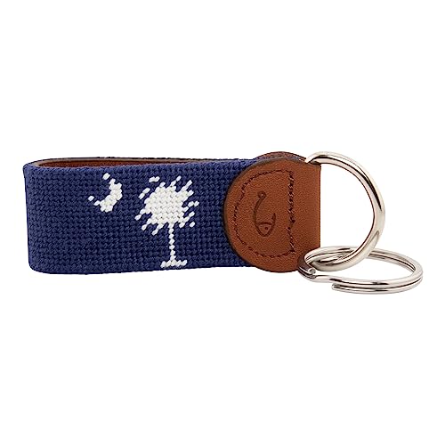 Image of Leather Hand-Stitched Needlepoint Key Fob or Key Chain