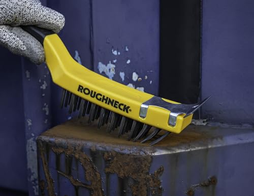 Roughneck ROU52042 Carbon Steel Wire Brush with Soft Grip & Scraper