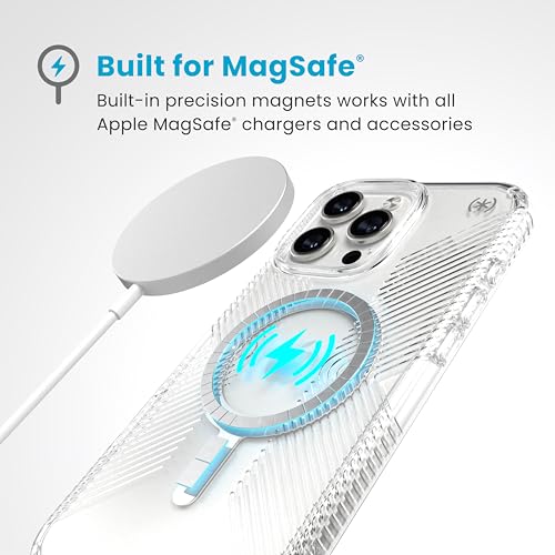 Image of Speck Presidio Clear MagSafe Case - Slim iPhone 16 Pro Max Case - No-Slip Grip - 13ft Drop Protection - Clear /Chrome