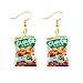 YNAHWT Orecchino strano della novità per le donne Goccia di resina Fatto a mano su misura Regalo per ragazze carine Eardrop Patatine fritte divertenti Patatine al formaggio Snack alimentari