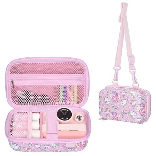 Leayjeen Funda para cámara de fotos infantil instantánea, 2 piezas, en rosa, compatible con HiMont, Gofunly, ASTGMI, Hangrui y TIATUA, regalo para niños (Incluye solo funda), Rosa Unicornio, L