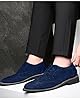 Mens Suede Brogues Formal Shoes Elegant Wedding Shoe Leather Lace-ups Classic Oxfords Soft Stacked Heeled Office Shoes Suede Blue 8UK #5