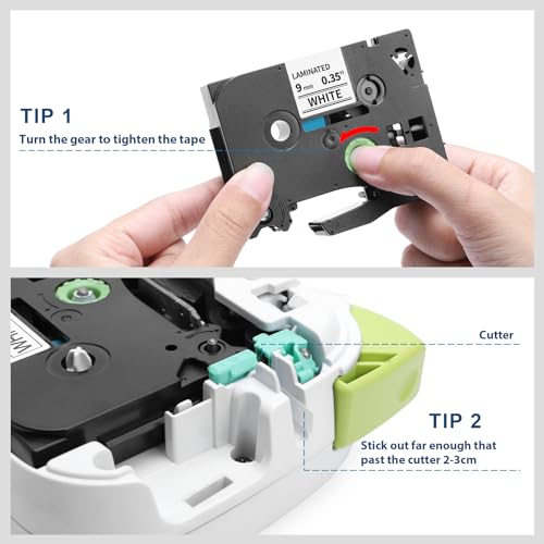 Label KINGDOM TZe-221 TZ Tape 9mm 0.35 Laminated White Replacement for Brother TZe221 9mm Label Tape Black on White 3/8 Inch Compatible with Brother P Touch PT-D210 PT-D220 PT-H110 PT-D400, 4-Pack
