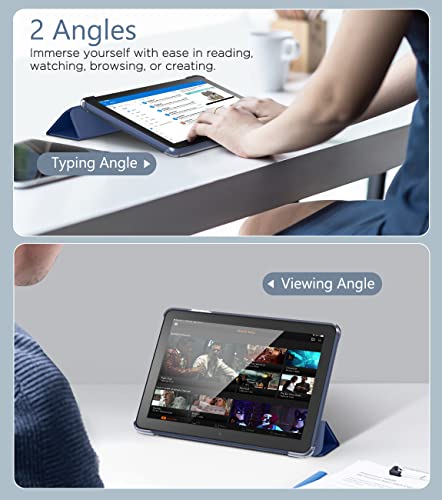 Moko Case Fits All-New Amazon Fire Hd 8 & 8 Plus Tablet (12/10Th Gen, 2024/2022/2020)8",PU Leather Trifold Stand Cover With Translucent Frosted Backshell With Auto Wake/Sleep Function, Dark Blue - 6
