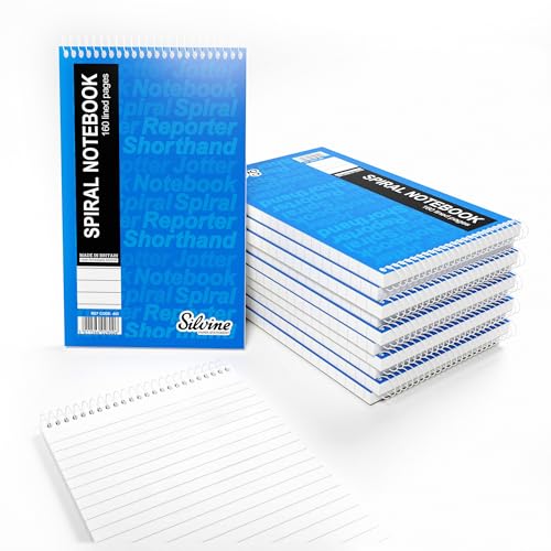 Silvine 8x5 Reporters Spiral Shorthand Notebook with 160 Pages (Pack of 12) Blue (Cover may vary)