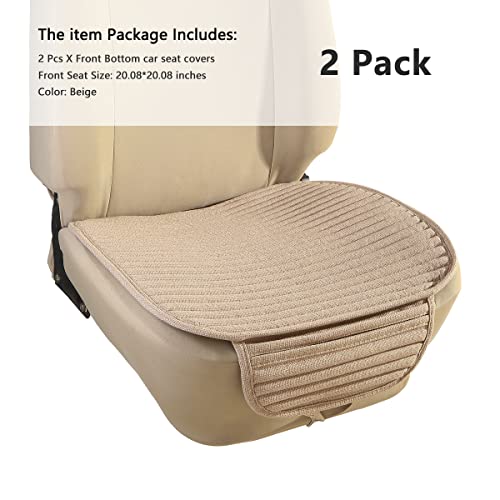 Suninbox Car Seat Covers Front Seats Only,2Pack Bottom Car Seat Pads Cushions for Automobiles,Buckwheat Hulls Universal Leather Car Seat Protector Ventilated Driver seat Cover(2PC Beige Front Seat)