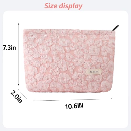 Makeup Bag Travel Cosmetic Bag for Women Floral Makeup Bag Small Cosmetic Pouch Purse with Zipper Gifts for Girlfriend and Best Friend(Pink)3