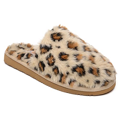 Minnetonka Women's Lora Slipper, Cream Leopard Print, 6 M