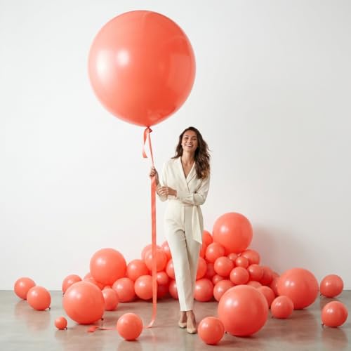 Image of KALOR Coral Giant 36 Inch 9pcs Large Latex Balloons
