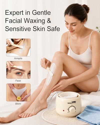 Face Waxing Kit for Women, Gentle on Sensitive Skin – Eyebrow Wax Kit, Easy At-Home Hair Removal for Face, Eyebrow & Bikini, with A Mini Wax Pot, 200g Face Wax Beads & 30 Wooden Sticks（Cream White） — view 3