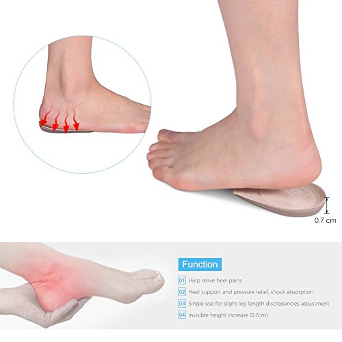 Heel Pad,2 Pairs Gel Heel Lifting Insoles Cushion Foot Protector Shoe Pad Foot Care Tool Prevent Heel Slipping Rubbing Blisters