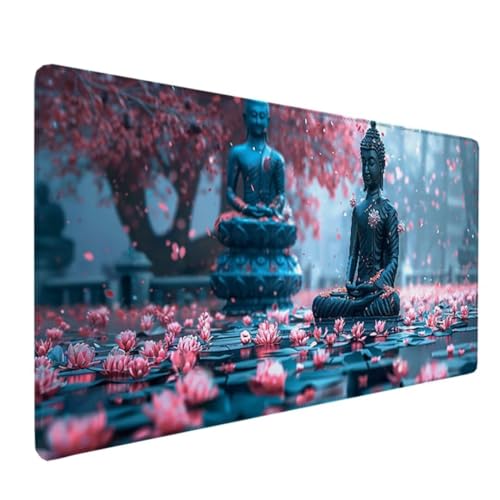 Tapis de Souris Gamer, 700x300x3mm, sous-Main Bureau, Taille Large XXL, Surface en Tissu, Base Antidérapante, Vitesse et Confort - pour Tous Types de Clavier Tapis de Souris Gamer XXL Rose Fleur 2-H