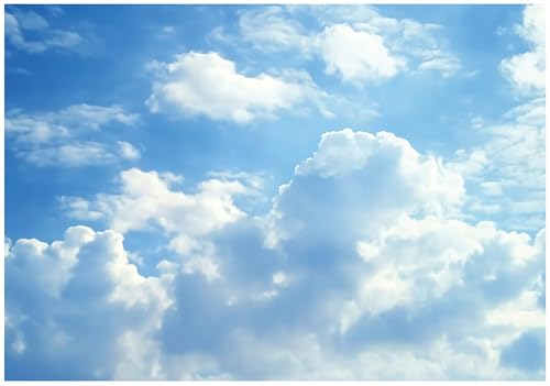 WallArena - Vlies Fototapete HImmel 200x140 cm - Fototapeten - Tapeten - für Wohnzimmer Schlafzimmer - Vliestapete Wandtapete Tapete 3D Effekt- inkl. Kleister - Wolken Blau Weiß