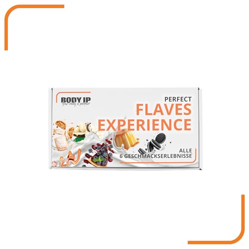 BODY IP Flaves Probierbox – Geschmackspulver Mix zum Testen | Zuckerarm & kalorienreduziert | Für Magerquark, Joghurt, Desserts & mehr | Mit Lactase & echten Stückchen | Intensiver Geschmack & Vielfal
