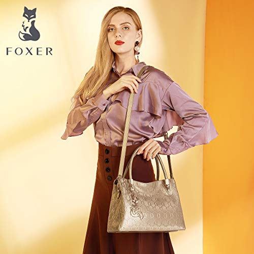 Leather Handbags For Women, Cow Leather Lock Chain Pattern Ladies Top Handle Bag With Adjustable Shoulder Strap Women's Designer Tote Bag Womens Real Leather Crossbody Purses And Handbags (Gold) #TOP5