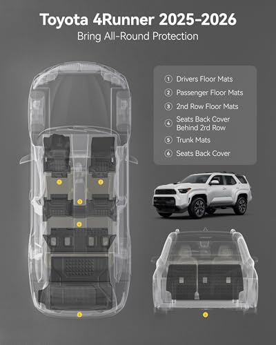Image of 3W Floor Mats for Toyota 4Runner 2025 2026 5-Seat Non-Hybrid