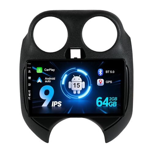 MISONDA 2G+64G Autoradio para Nissan Micra March K13 2011-2014 Autoradio Android 15 GPS Navigation Support Commande au Volant BT 5.0 Lien Miroir GPS WiFi CarPlay