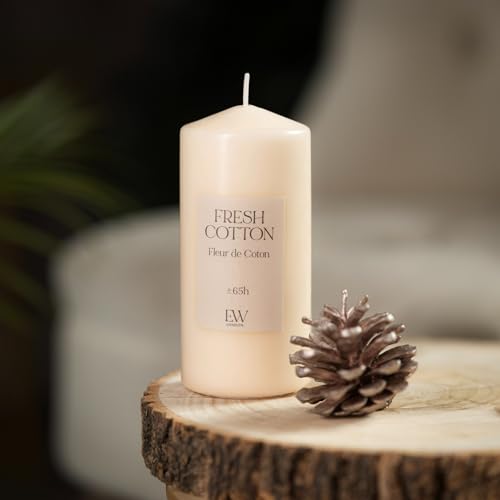 Image of Marco Paul Scented Candle Gift Set Tea Light Small Long Burning Candles 30 Hour Burning Candle Sets Ornament Centrepiece Wedding Party Gifts (Large Pillar Candle, Fresh Cotton)