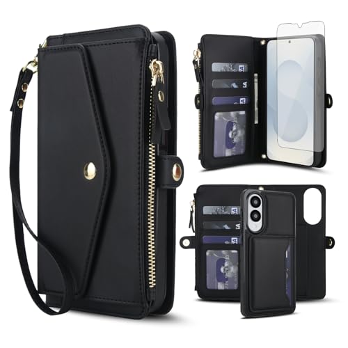 Étui portefeuille Samsung S25 Edge MagSafe Asuwish noir avec porte-carte et rabat