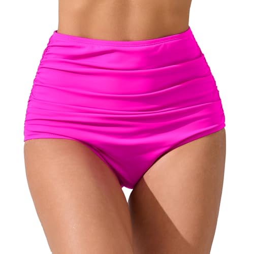 JOYBIK Women’s High Waisted Full Ruched Bikini Swim Bottoms Tummy Control Full Coverage Swimsuit...