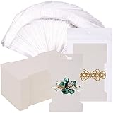 150 Pcs Hair Clip Display Cards with 150 Pcs Self- Seal Bags, Hair Bow Holder Cards Hair Barrettes Jewelry Display Holder White Cardboard for Selling