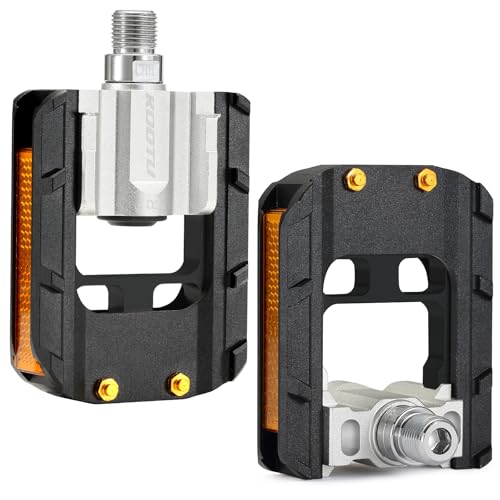 KOOTU Fahrradpedal faltbar Anti-Rutsch und Fahrradpedal Set mit Reflektoren wasserdicht Fahrradpedale für alle Fahrradttypen 9/16 Zoll Klapppedale Universal, Schwarz