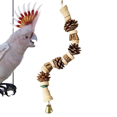 Juguetes para Loros, Juguetes para Afilar Picos de Periquitos en Jaula, Escaladores de Madera para Trepar y Morder, Piñas con Cuerda, Accesorios para Jaula de Cotorras, Agapornis, Ninfas y Canarios